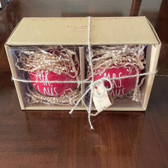 Rae Dunn Mr and Mrs Christmas Ornaments